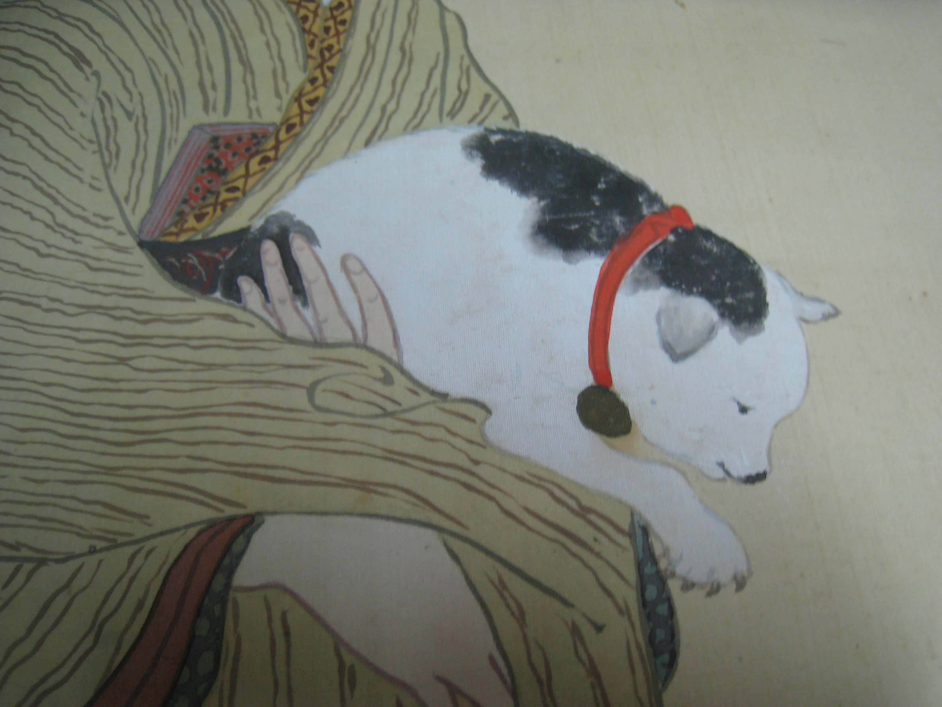 この時代は猫や犬が描かれている掛軸は多いです