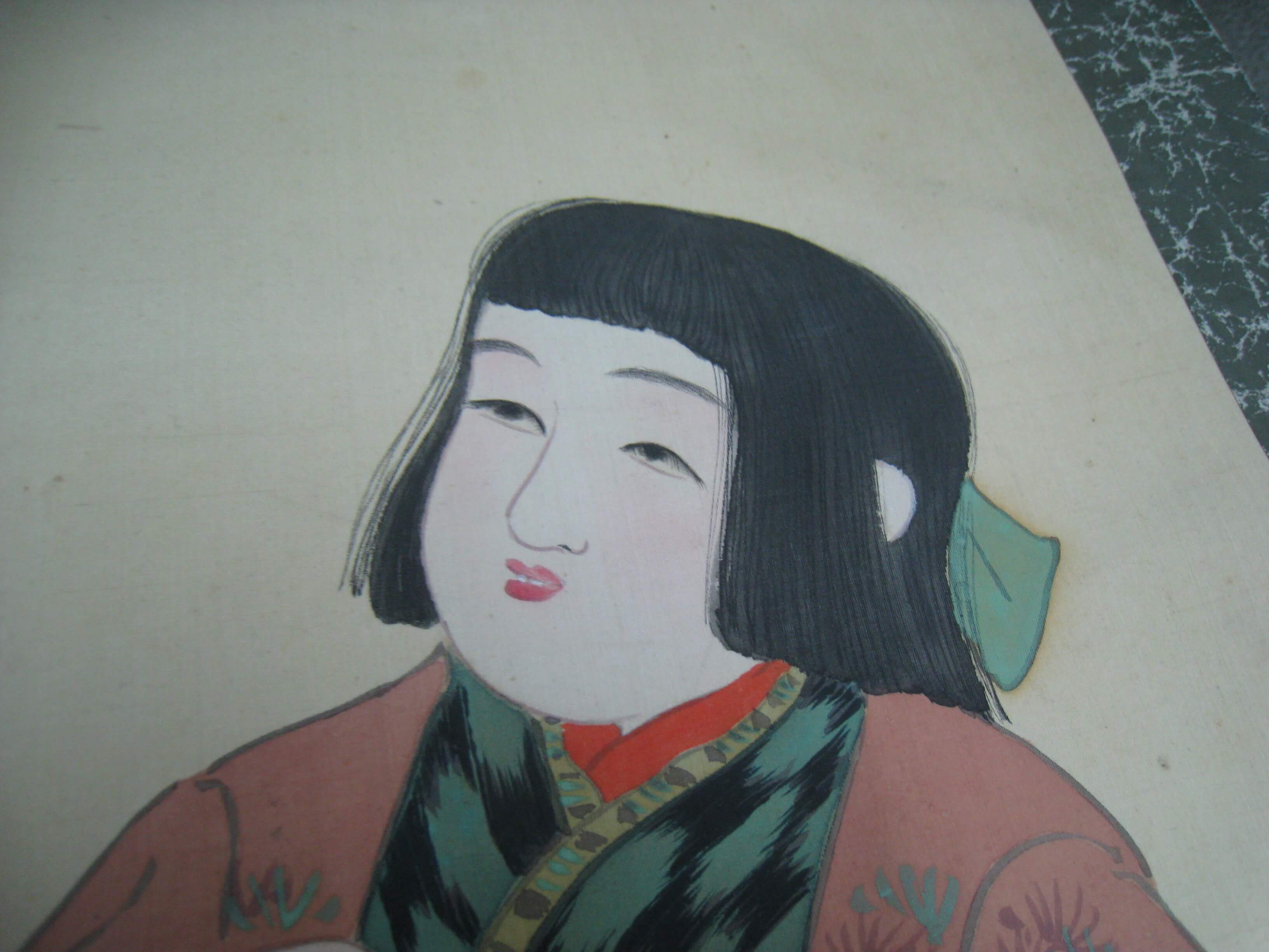 この時代の掛軸は切れ長の目をした女性像も多いですね/掛軸買取福岡